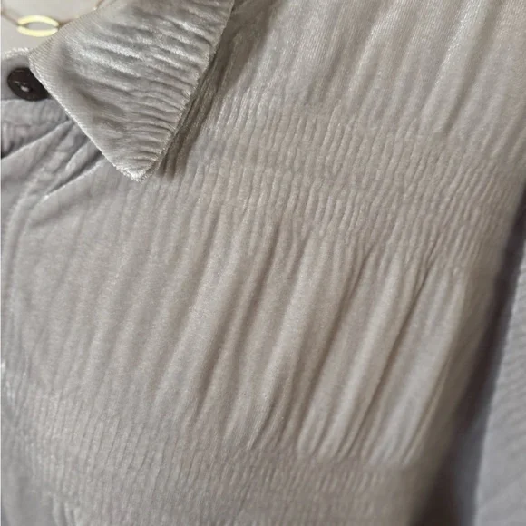 Free People Beige Button Down Shirt- Oversized Size L - Picture 4 of 6